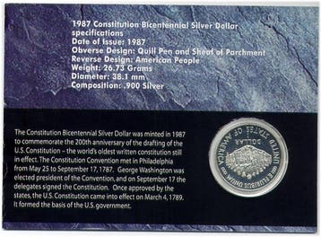 États-Unis. 1 Dollar Silver Dollar 1987 Bicentennial of the, Postzegels en Munten