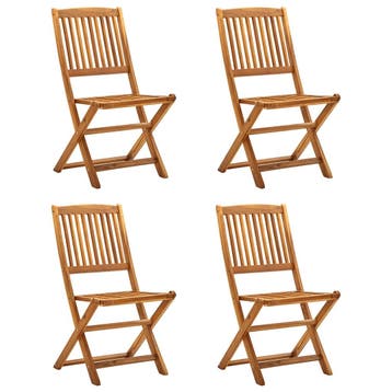 vidaXL Tuinstoelen inklapbaar 4 st massief acaciahout, Verzenden, Nieuw