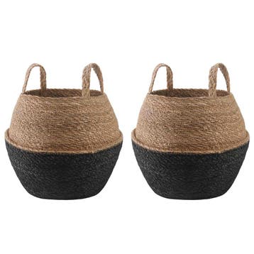 vidaXL Plantenpot met handvatten 2 st Zwart Ø 32 x 32 cm, Verzenden
