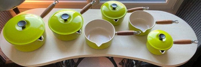 Le Creuset - Braadpan (6) - Nr 22-20-18- 16-16-14 - BRON,, Antiquités & Art, Antiquités | Ustensiles de cuisine