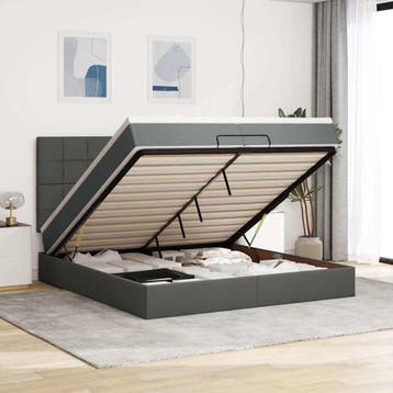 vidaXL Ottoman bed met matrassen 200x200cm stof donkergrijs, Verzenden
