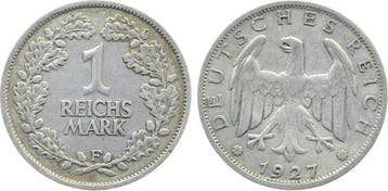 Duitsland 1 Reichsmark 1927 F ss/vz J 319 1 Reichsmark zi..., Verzenden