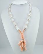 Corail - Argent - Collier - Corail rose et perles, Collections, Minéraux & Fossiles