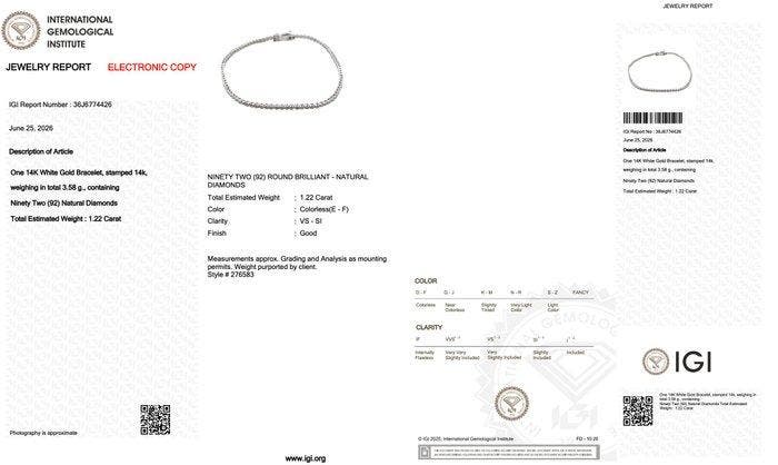 Zonder minimumprijs - Armband - 14 karaat Witgoud - 1.22ct., Handtassen en Accessoires, Armbanden