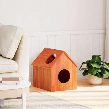 vidaXL Kattenhuis 41x50x50 cm massief grenenhout wasbruin, Verzenden, Nieuw
