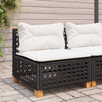 vidaXL Tuinbank zonder armleuning met kussens poly rattan, Verzenden