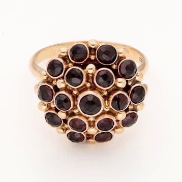 Bague - 14 carats Or rose - grenade, Nieuw