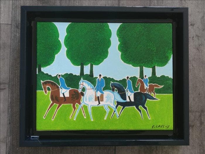 Serge Lassus (1933) - Cavaliers en forêt, Antiquités & Art, Art | Peinture | Moderne