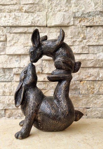 Beeldje - Beeldje, Rabbits - 26 cm - Brons - Brons