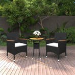 vidaXL 3-delige Tuinset poly rattan zwart, Verzenden, Nieuw, Tuinset