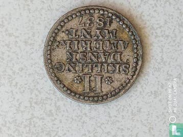 Deens West-Indië 2 skilling 1837 (type 2), Verzenden, Losse munt, Goud