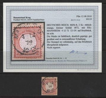 Empire allemand 1872 - 2 Kreuzer, impeccables, avec, Postzegels en Munten, Postzegels | Europa | Duitsland, Gestempeld
