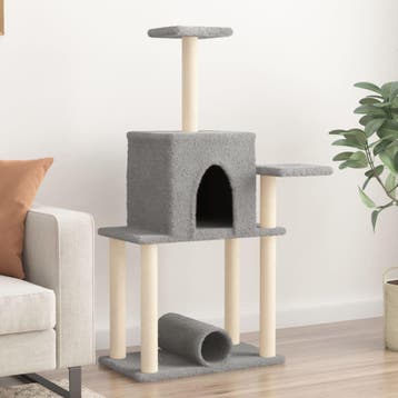 vidaXL Kattenmeubel met sisal krabpalen 122 cm lichtgrijs, Dieren en Toebehoren, Verzenden, Nieuw