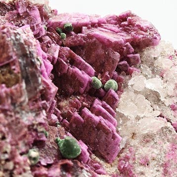Zeer zeldzame kolweziet groen op kobalto-calciet fuchsia