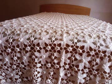 Bedsprei (2) - 262 cm - 240 cm - Vintage haakwerk, Antiek en Kunst