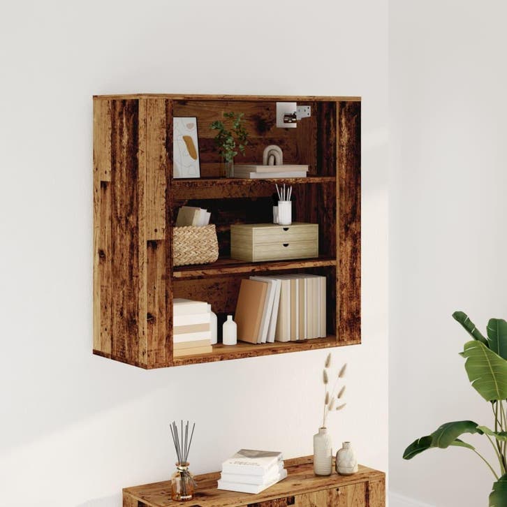 vidaXL Wandkast 80x33x80 cm bewerkt hout oud houtkleurig, Huis en Inrichting, Kasten | Overige, Nieuw, Verzenden