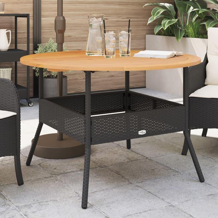 vidaXL Tuintafel met acaciahouten blad Ø110x71 cm poly, Tuin en Terras, Tuintafels, Nieuw, Verzenden