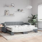 vidaXL Slaapbank onderschuifbed en matrassen 80x200 cm stof, Verzenden, Nieuw