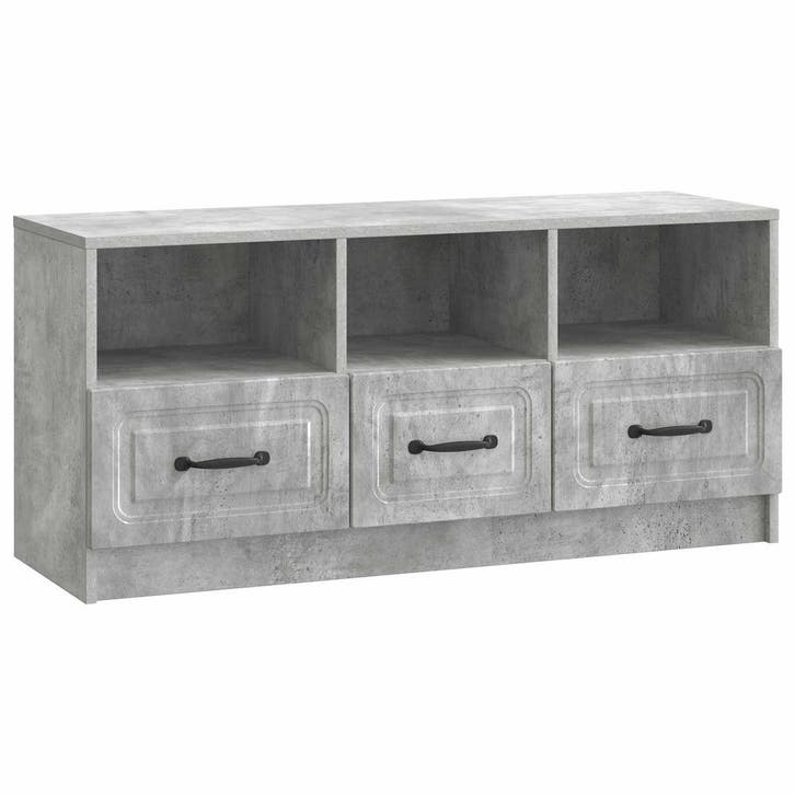 vidaXL TV Kast met lade Betongrijs 102 x 34,5 x 47 cm, Huis en Inrichting, Kasten |Televisiemeubels, Nieuw, Verzenden