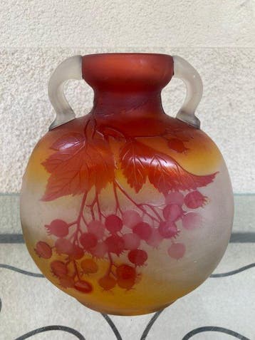 Emile Gallé - Emile Gallé - Vase - Verre - Vase cruche décor, Antiquités & Art