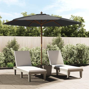 vidaXL Parasol met houten paal 299x240 cm antracietkleurig, Verzenden