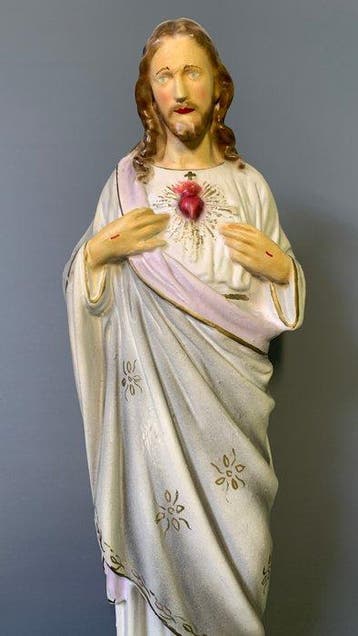 Beeld, Heilig Hart van Jezus - 42.5 cm - Gips, Antiek en Kunst