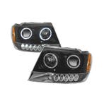 Phares Led Angel Eyes Pour Jeep Grand Cherokee 99-05 Noir, Verzenden