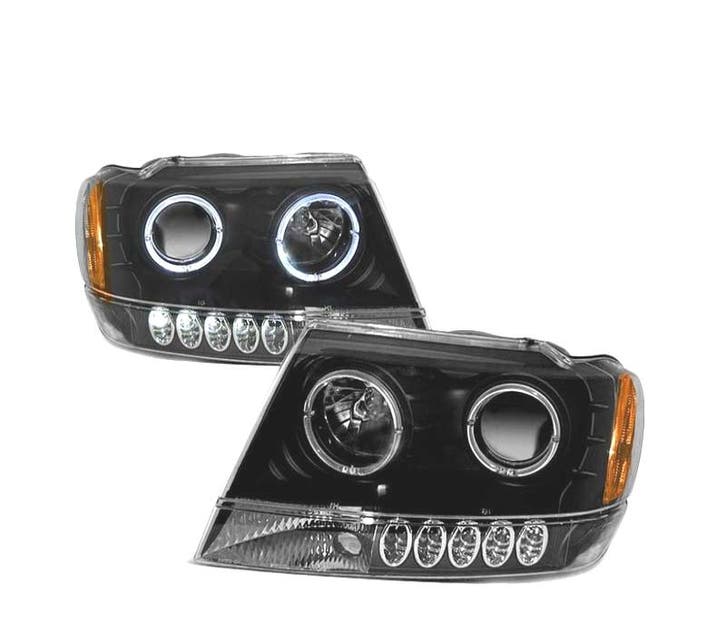 Phares Led Angel Eyes Pour Jeep Grand Cherokee 99-05 Noir, Autos : Pièces & Accessoires, Éclairage, Envoi