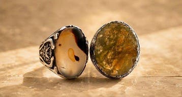 2 ringen van sterling zilver 925 met natuurlijke