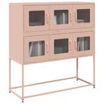 vidaXL Dressoir 100,5x39x107 cm koudgewalst staal roze, Verzenden
