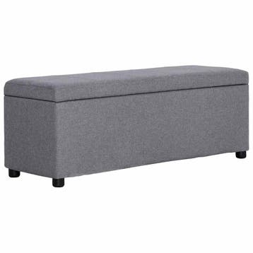 vidaXL Bankje met opbergvak 116 cm polyester lichtgrijs, Verzenden
