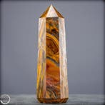 Natuurlijke tijgeroog-obelisk met goudbruine, zijdezachte