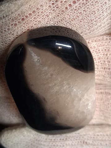 Natural Agate Palmstone - oval - 5x3 cm - Black Agate - nice, Verzenden, Nieuw
