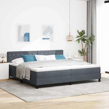vidaXL LED Box Spring Bed met matras Donkergrijs 200 x 200, Verzenden