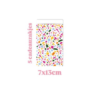 5 Cadeauzakje - Terrazzo color - 7x13cm (Per 5 stuks), Verzenden, Cadeauzakje