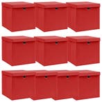 vidaXL Opbergboxen met deksel 10 st 32x32x32 cm stof wit, Verzenden