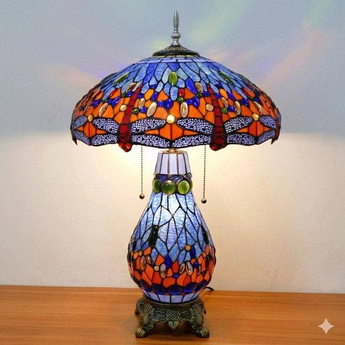 Tafellamp - Tiffany-stijl lamp - Glas-in-lood - XXL-libellen, Huis en Inrichting, Overige Huis en Inrichting