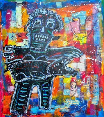 Jovan Srijemac (1962) - Predator with a child - XXL, Antiek en Kunst