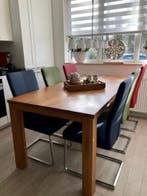 Set van 6 leren eetkamerstoelen met rvs poot, Ophalen of Verzenden, Nieuw, Eén