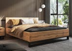 Houten Bed Halmstad - Eiken - Bedframe 140 x 200, Huis en Inrichting, Slaapkamer | Bedden, Verzenden, Nieuw