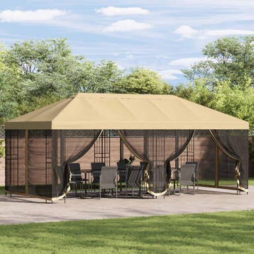 vidaXL Paviljoen met zijwanden 6 x 3 m Crèmekleurig, Verzenden
