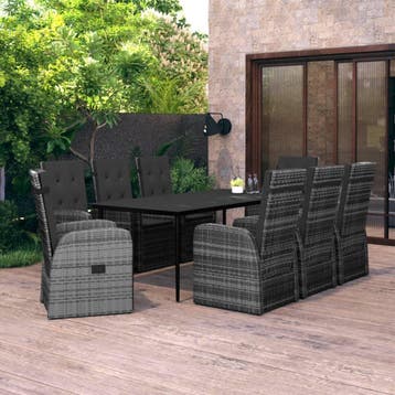 vidaXL 9-delige Tuinset met kussens grijs, Verzenden, Nieuw, Tuinset