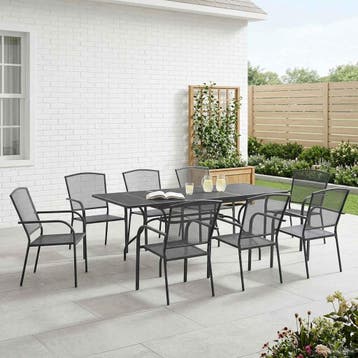 vidaXL Tuin Eettafel Set 9 pcs Antracietkleurig 212 x 90 x, Tuin en Terras, Verzenden, Nieuw
