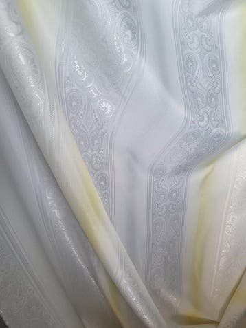 Prachtige gestreepte stof met damasten inzetten. - Textiel -