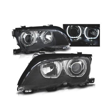 PHARES BMW E46 01-05 LED ANGEL EYES NOIR, Verzenden