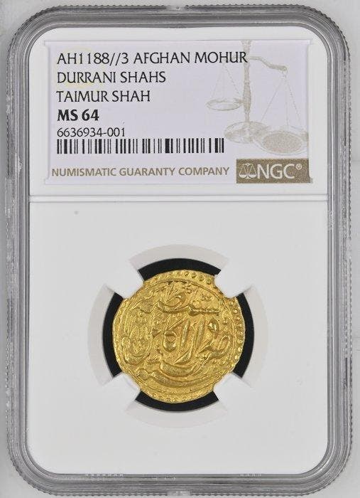 Afghanistan. Taimur Shah Durrani. 2 Rupee- 3 Mohur 1187-1193, Timbres & Monnaies, Monnaies | Asie