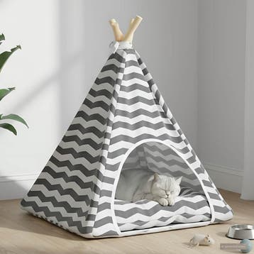 vidaXL Huisje voor huisdieren met kussen Wit en Grijs 50 x, Dieren en Toebehoren, Verzenden, Nieuw