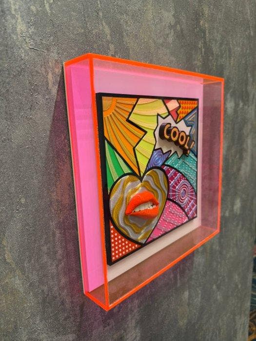 KIRAS - COOL! FUCSIA 25x25cm, Antiquités & Art, Art | Peinture | Moderne