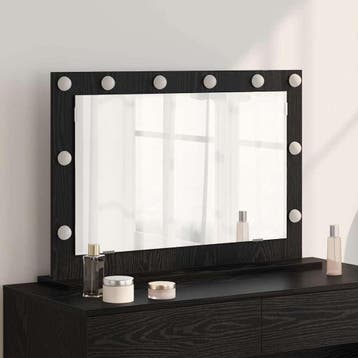 vidaXL Make-up Spiegel Zwart Eiken 80 x 15 x 18 cm, Verzenden, Nieuw