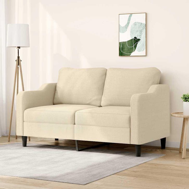 vidaXL Tweezitsbank / zetel 140 cm stof crèmekleurig, Huis en Inrichting, Zetels | Zetels, Nieuw, Verzenden
